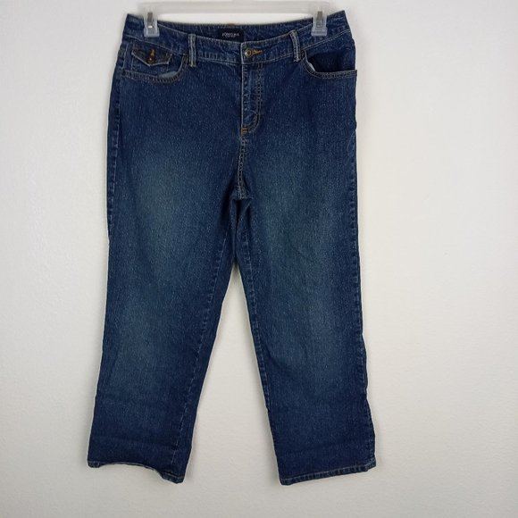 Sonoma Life&Style Jeans Women's Size 12 Straight Embroidered Button Flap Pockets - Picture 1 of 11